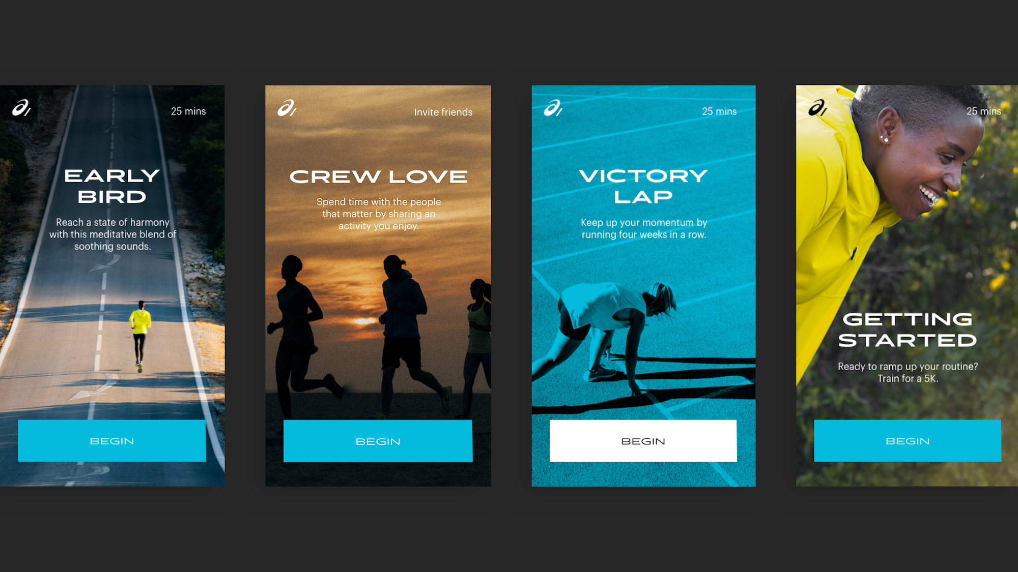 App Starting Screens - Early Bird, Crew Love, Victory Lap, Getting Started